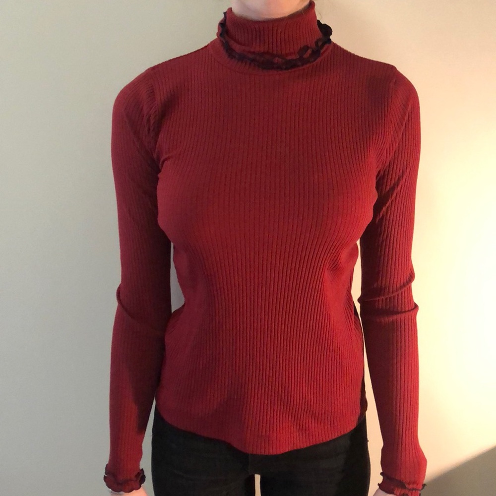 Red turtleneck